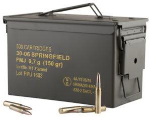 .30-06 Springfield Firearms and Ammunition 13 PPU PP3006GMC Standard Rifle 30-06Springfield 150gr Full Metal Jacket/500rds *Sold by Case *Includes Metal Can