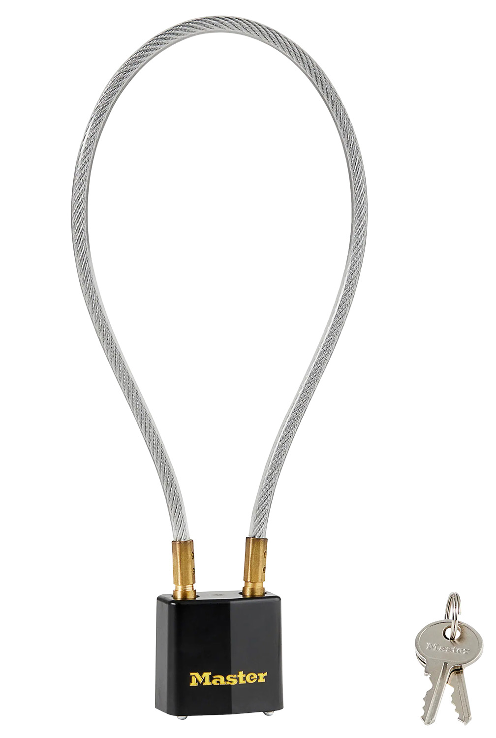 Master Lock 99DSPT Cable Lock Open With Key Black & Gold Steel 14" 1 Master Lock 99DSPT Cable Lock Open With Key Black & Gold Steel 14"