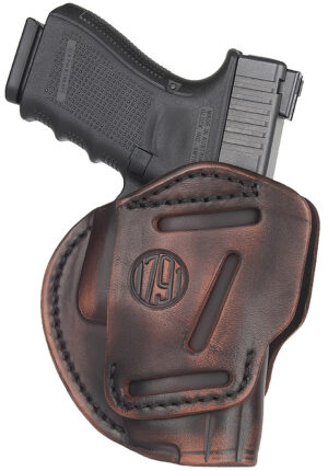 1791 Gunleather 3WH5VTGA 3-Way  IWB/OWB Size 05 Vintage Leather Belt Loop Fits Glock 17 Fits HK VP9 Fits MP9 Ambidextrous Hand