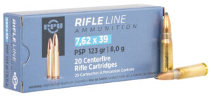 7.62x39mm Firearms and Ammunition 21 TR&Z PP739P Metric Rifle Rifle Line 7.62x39mm 123 gr Pointed Soft Point 20 Per Box/ 50 Case