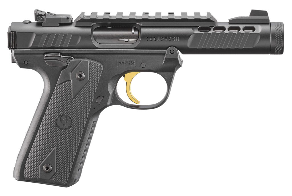 Weekly Hot 100 4 Ruger 43956 Mark IV 22/45 Lite 22 LR 10+1 4.40" Stainless Threaded Barrel, Black Anodized Serrated Slide w/Picatinny, Black Anodized Polymer Frame, Black Checkered 1911-Style Grip