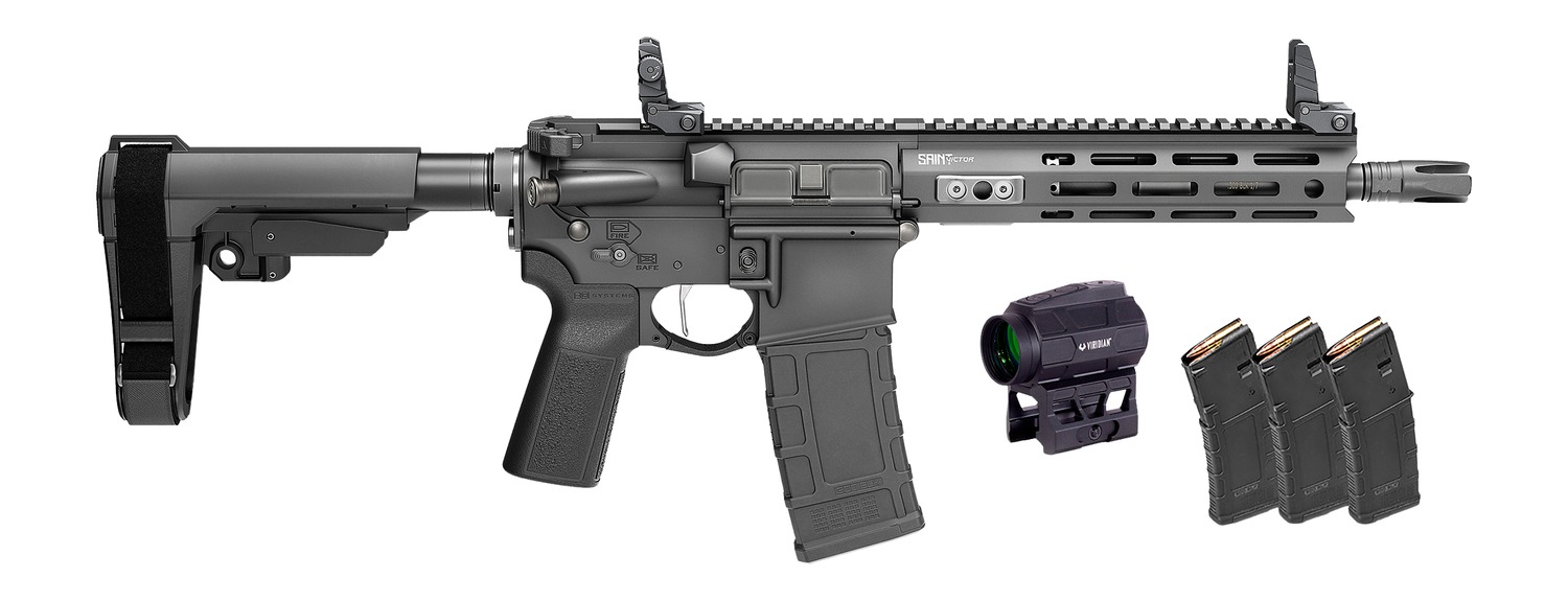 Springfield Armory STV995300BLCV2SBAPAC SAINT Victor Gear Pac 300 Blackout 10+1 9.50" Black Nitride Threaded Barrel, Black Hardcoat Anodize Aluminum Receiver w/ Rail, M-LOK Handguard, Black Polymer SB 1 Springfield Armory STV995300BLCV2SBAPAC SAINT Victor Gear Pac 300 Blackout 10+1 9.50" Black Nitride Threaded Barrel, Black Hardcoat Anodize Aluminum Receiver w/ Rail, M-LOK Handguard, Black Polymer SB