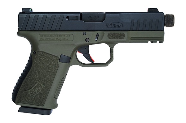 TriStar 85786 Apoc Pro 9mm Luger 15+1 4.50" Black Threaded Barrel, Black Cerakote Steel Optic Ready/Serrated Slide, OD Green Polymer Frame w/Picatinny Rail, Interchangeable Backstrap Grip 1 TriStar 85786 Apoc Pro 9mm Luger 15+1 4.50" Black Threaded Barrel, Black Cerakote Steel Optic Ready/Serrated Slide, OD Green Polymer Frame w/Picatinny Rail, Interchangeable Backstrap Grip