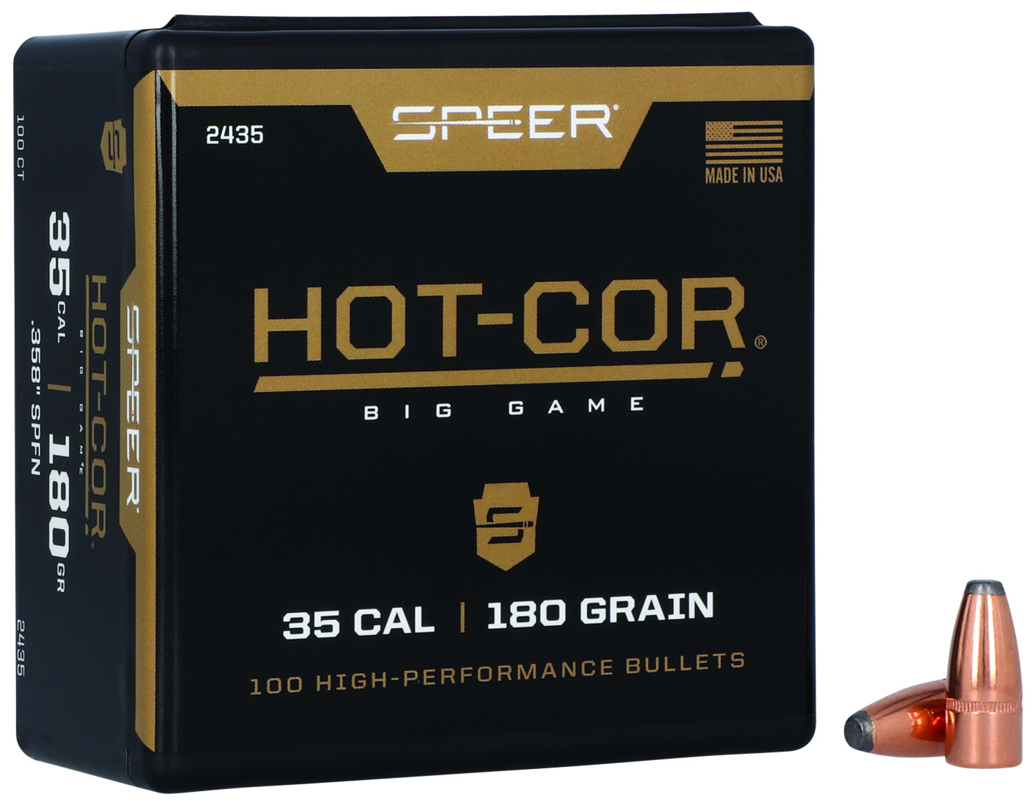 Speer 2435 Hot-Cor 35Cal 180gr Spitzer Soft Point 100 Per Box/5 Case 1 Speer 2435 Hot-Cor 35Cal 180gr Spitzer Soft Point 100 Per Box/5 Case