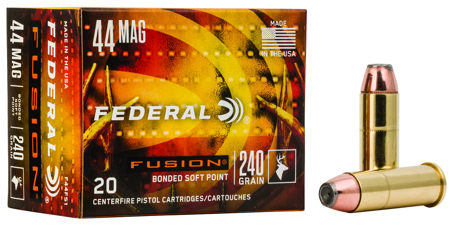 Federal F44SF1 Fusion Handgun 44RemMag 240gr Fusion Soft Point 20 Per Box/10 Case 1 Federal F44SF1 Fusion Handgun 44RemMag 240gr Fusion Soft Point 20 Per Box/10 Case