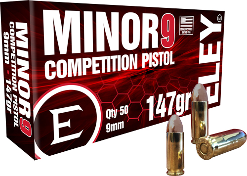 ELEY MINOR 9 COMPETITION 9MM - 147GR FMJ 50RD 20BX/CS 1 ELEY MINOR 9 COMPETITION 9MM - 147GR FMJ 50RD 20BX/CS