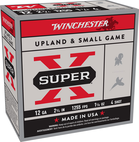 WINCHESTER SUPER-X 12GA 2.75" - 1-1/8OZ #4 1255FPS 250RD CASE 1 WINCHESTER SUPER-X 12GA 2.75" - 1-1/8OZ #4 1255FPS 250RD CASE
