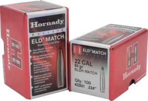 Home 29 HORNADY BULLETS 22CAL .224 - 80GR ELD-M MATCH 100CT 25BX/CS