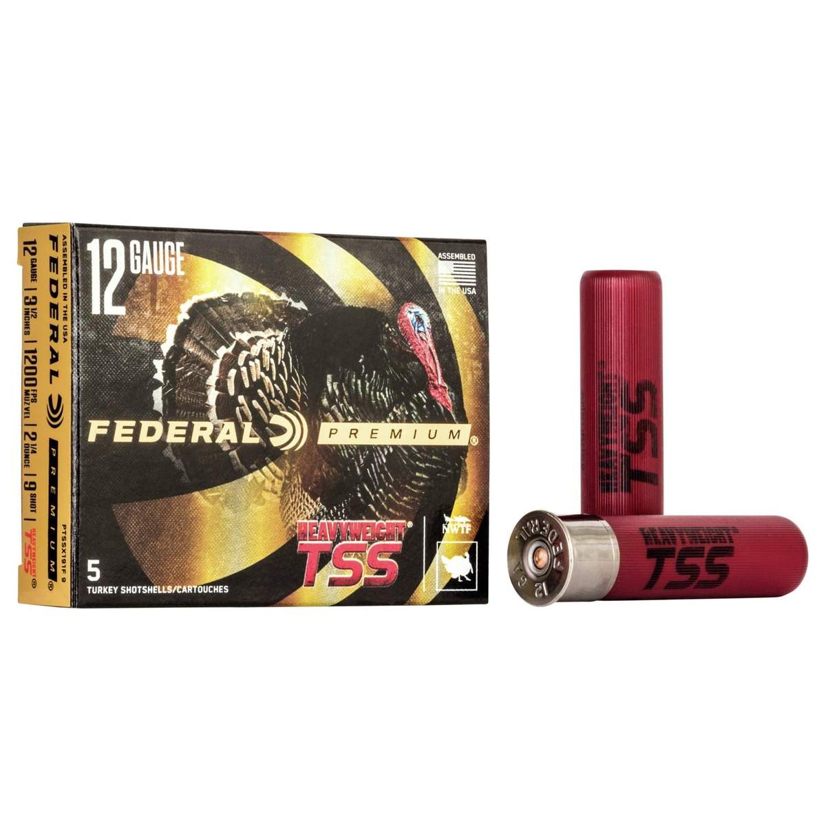 Federal Heavyweight TSS 12ga 3.5" 2-1/4oz 1200 fps #9 5/ct 1 Federal Heavyweight TSS 12ga 3.5" 2-1/4oz 1200 fps #9 5/ct