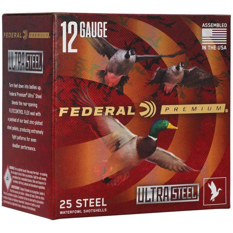 Federal Ultra Steel Shotshells 12ga 3-1/2" 1-1/2oz 1500 fps BB&2 25/ct 1 Federal Ultra Steel Shotshells 12ga 3-1/2" 1-1/2oz 1500 fps BB&2 25/ct