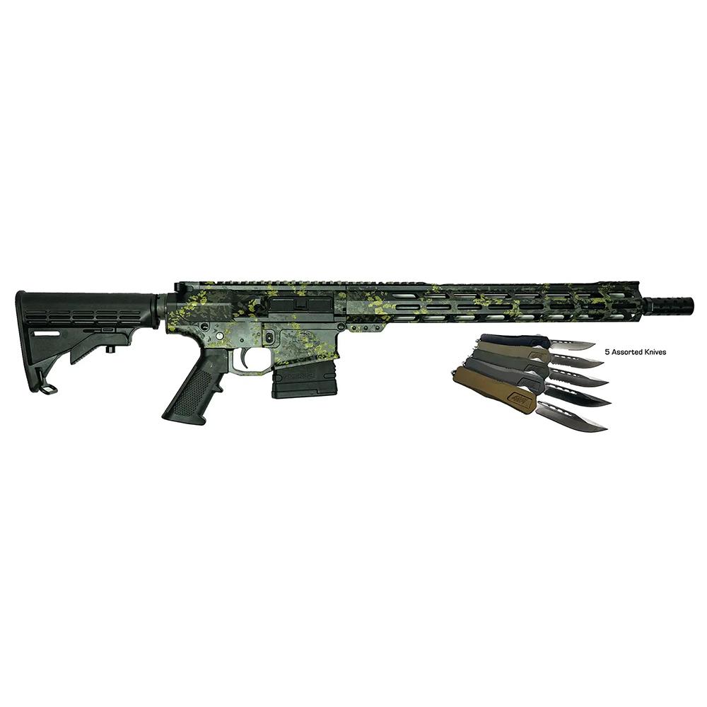Great Lakes AR-10 Rifle .308 Win 10rd Magazine 16" Barrel Lichen Black with 5 OTF 3-1/2" Blade Knives 1 Great Lakes AR-10 Rifle .308 Win 10rd Magazine 16" Barrel Lichen Black with 5 OTF 3-1/2" Blade Knives