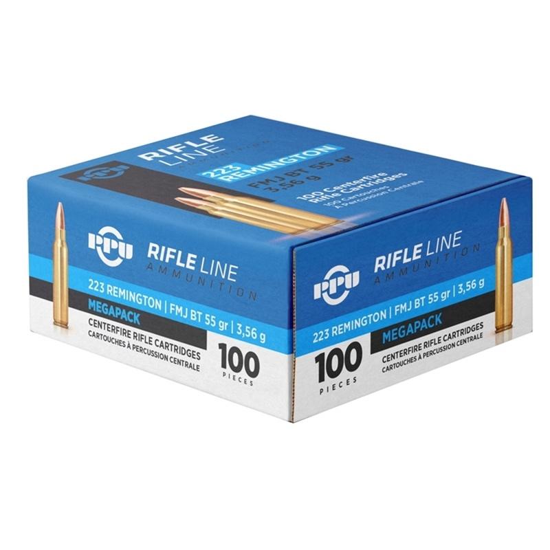 PPU Rifle Ammunition Megapack 223 Remington 55gr FMJBT 3240 fps 100/ct 1 PPU Rifle Ammunition Megapack 223 Remington 55gr FMJBT 3240 fps 100/ct
