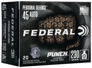 .45 ACP Firearms and Ammunition 19 Federal PD45P1 Punch Personal Defense 45ACP 230gr Jacketed Hollow Point 20 Per Box/10 Case