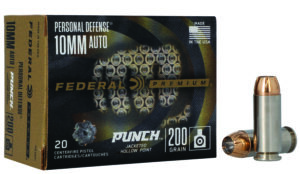 10mm Firearms and Ammunition 21 Federal PD10P1 Punch Personal Defense 10mmAuto 200gr Jacketed Hollow Point 20 Per Box/10 Case