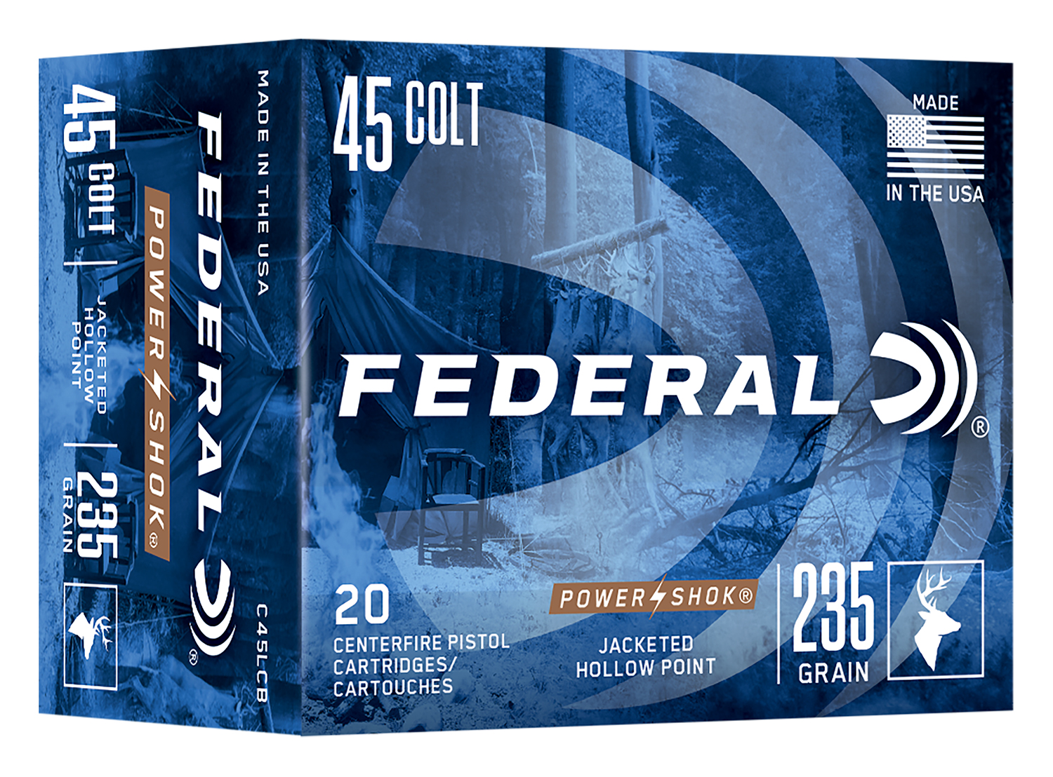 Federal C45LCB Power-Shok 45Colt 235gr Jacketed Hollow Point 20 Per Box/10 Case 1 Federal C45LCB Power-Shok 45Colt 235gr Jacketed Hollow Point 20 Per Box/10 Case